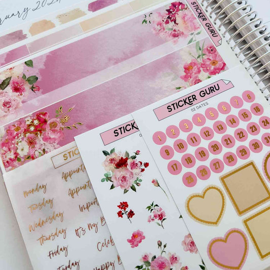 A5 Wide February 2024 • Rose Gold Foil • Monthly Kit