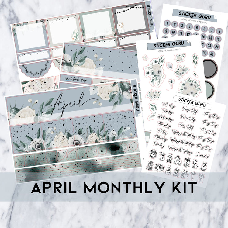 A5 Wide April • Silver Foiled Monthly Kit