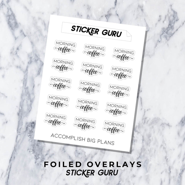 Morning Coffee // Foiled Script Stickers