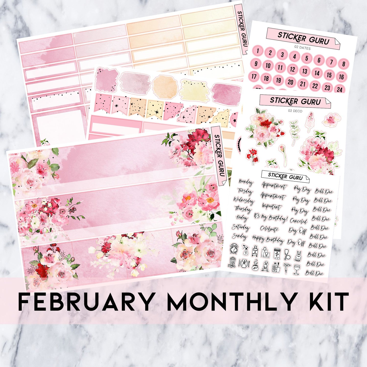 FOILED- Small Abbreviated Month Stickers- Transparent – Rose Colored Daze