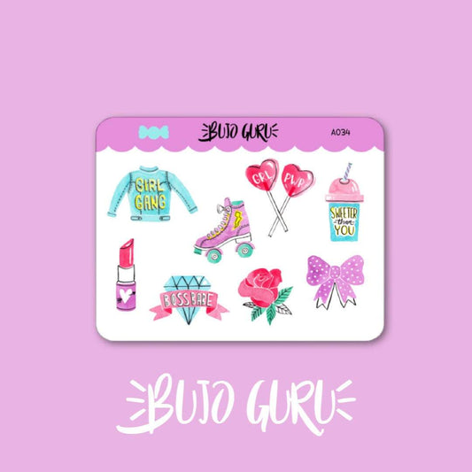 Girl Power Watercolor Stickers