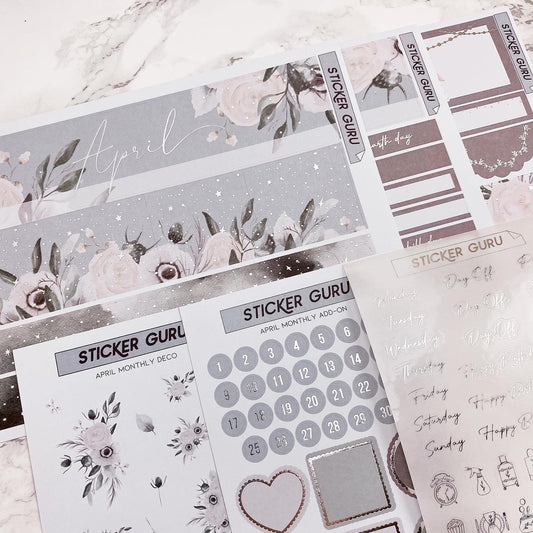 A5 Wide April • Silver Foiled Monthly Kit