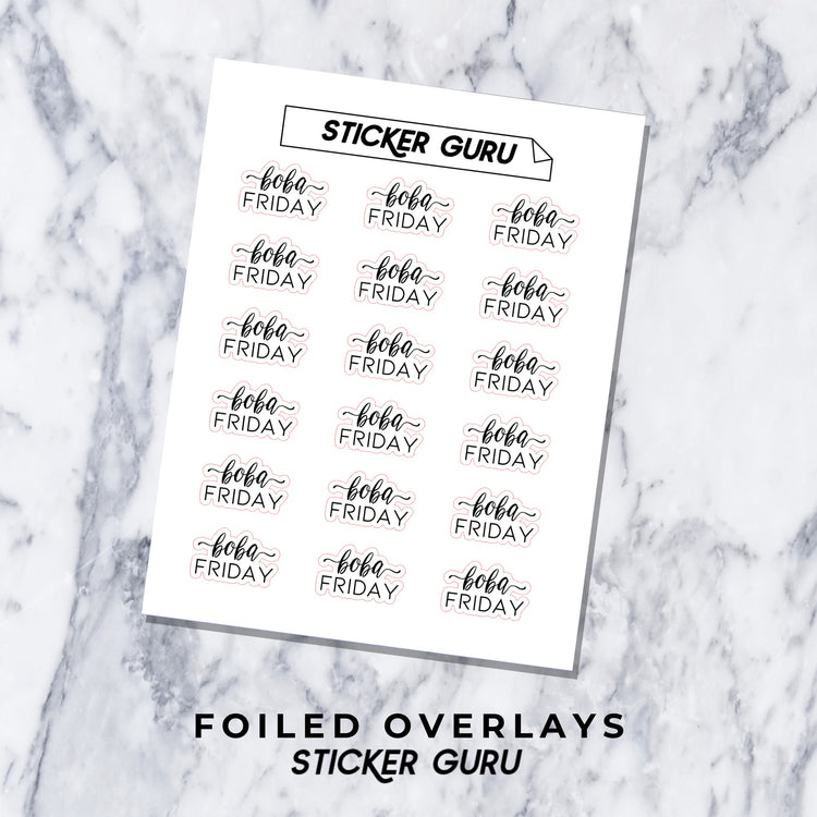 Boba Friday • Foiled Script Stickers