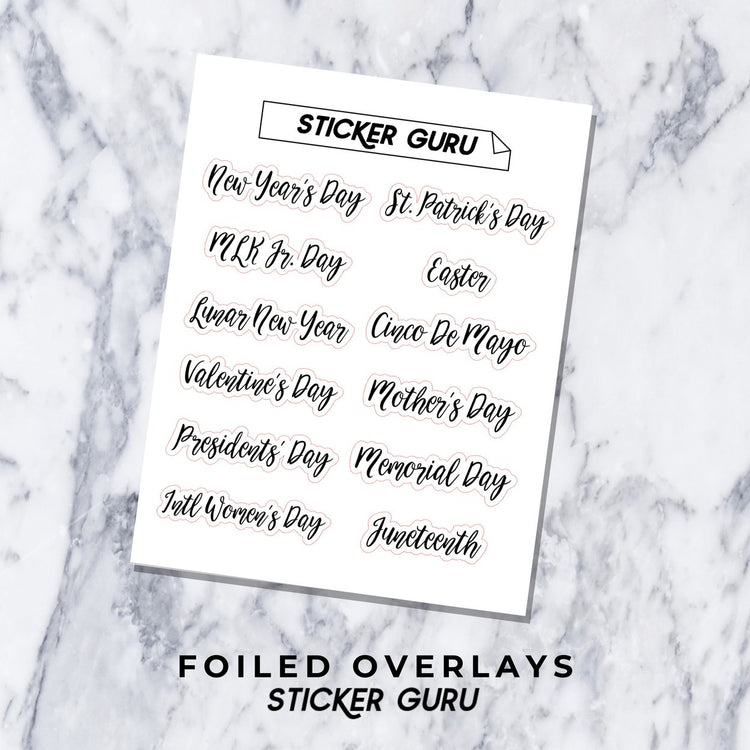 Holidays 1 & 2 • Foiled Script Stickers